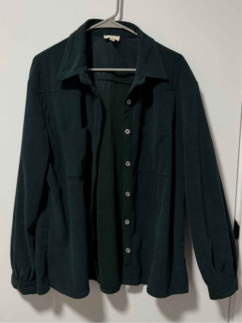 Dark green corduroy material button up | size large | Ott brand